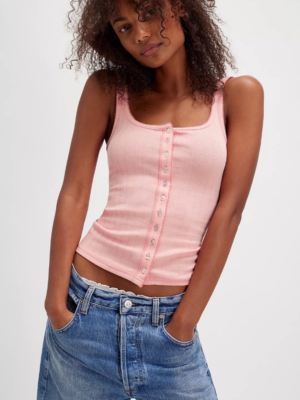 Free People - End Game Pointelle Tank - Small
